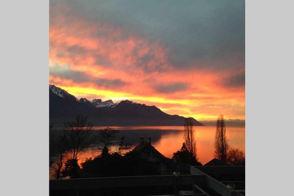 Studio Vue Panoramique Sur Le Lac Leman Veytaux ภายนอก รูปภาพ